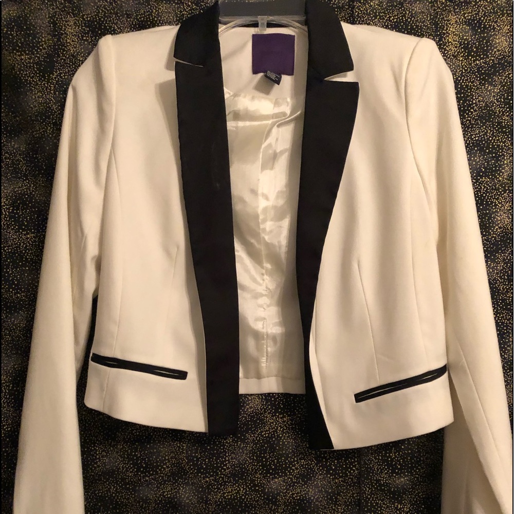White and black tuxedo jacket